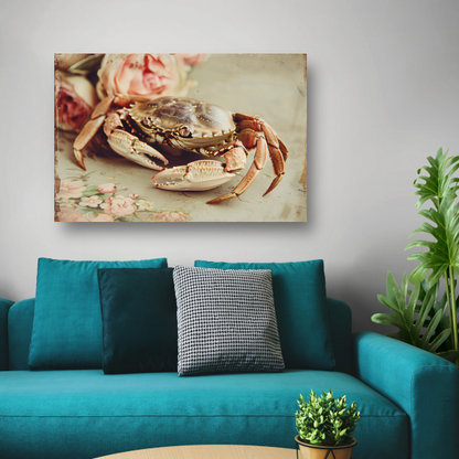 Stilleven met krab canvas met baklijst