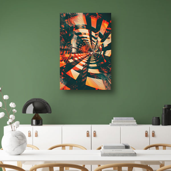 Dynamische Digitale Tunnel in Levendige Kleuren canvas met baklijst