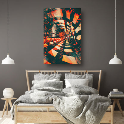 Dynamische Digitale Tunnel in Levendige Kleuren canvas met baklijst