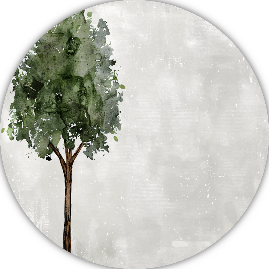 Eenzame boom abstracte kunst aluminium muurcirkel