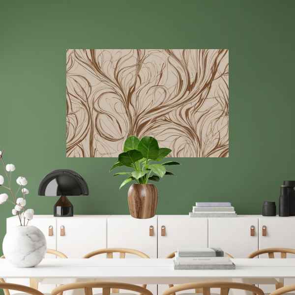 Bruine Sepia Abstracte Harmonie canvas met baklijst