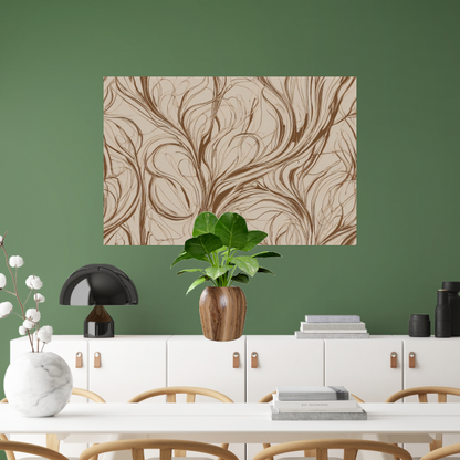 Bruine Sepia Abstracte Harmonie canvas met baklijst