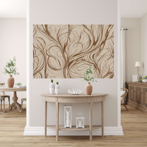 Bruine Sepia Abstracte Harmonie canvas met baklijst