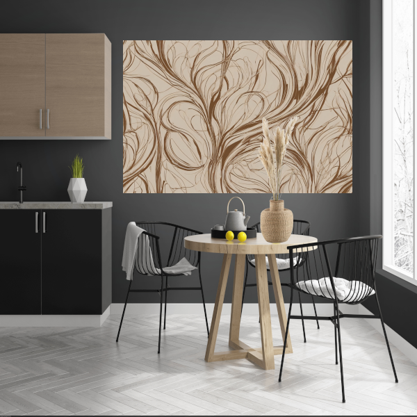 Bruine Sepia Abstracte Harmonie canvas met baklijst