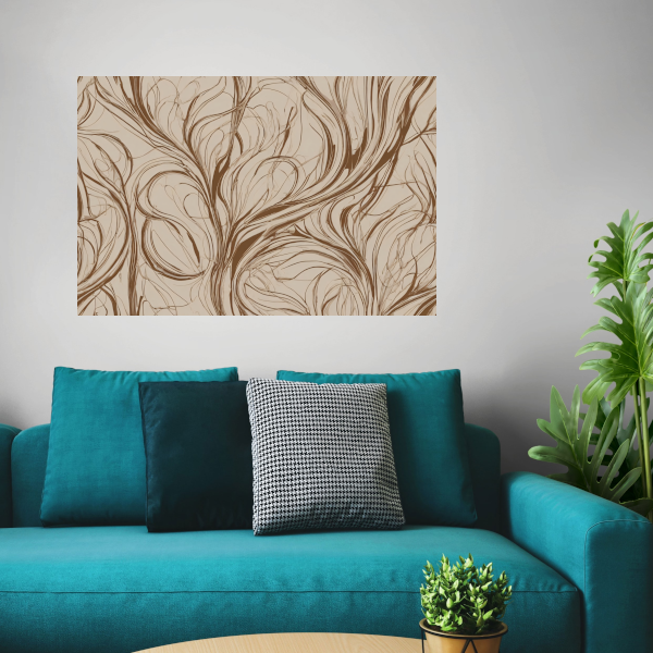 Bruine Sepia Abstracte Harmonie canvas met baklijst
