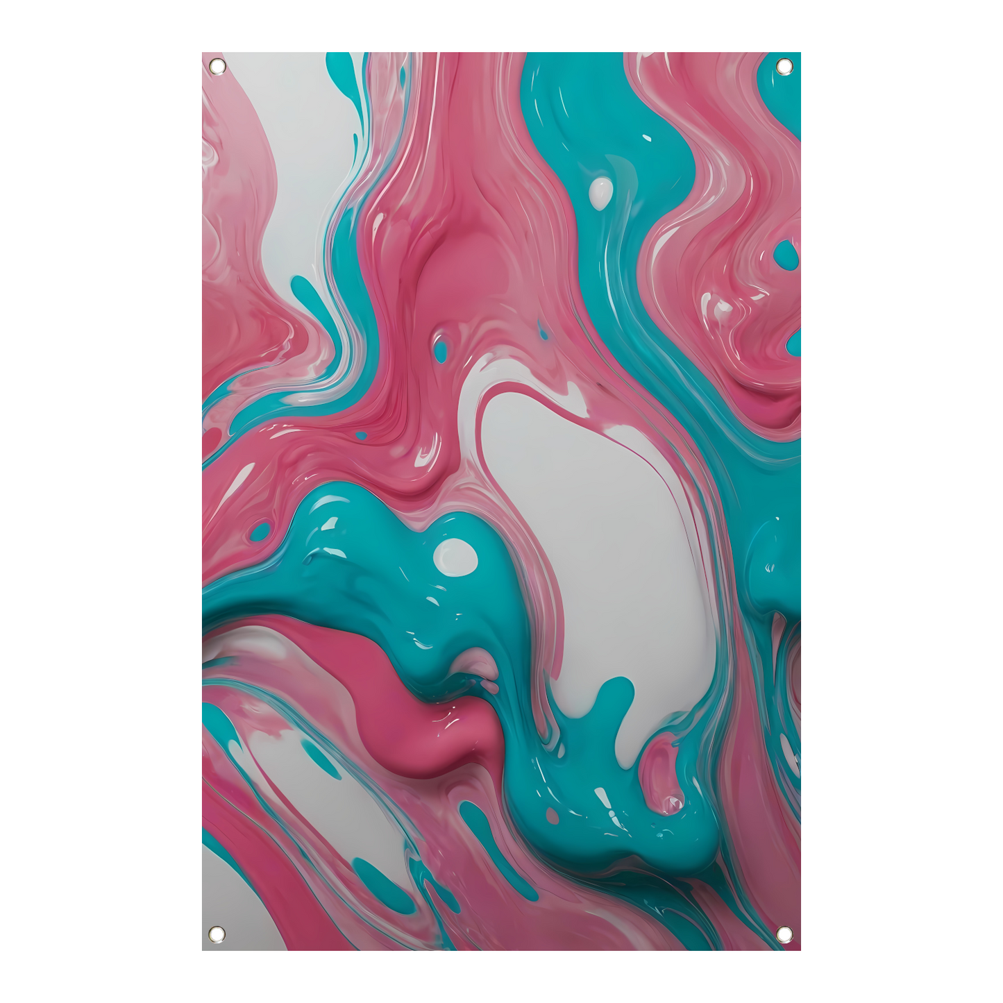 Vloeiende Abstractie in Roze en Turquoise tuinposter