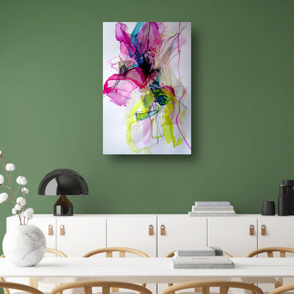 Abstracte kleurrijke dynamische kunst met lijnen canvas