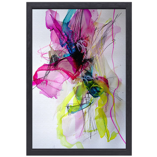 Abstracte kleurrijke dynamische kunst met lijnen canvas met baklijst