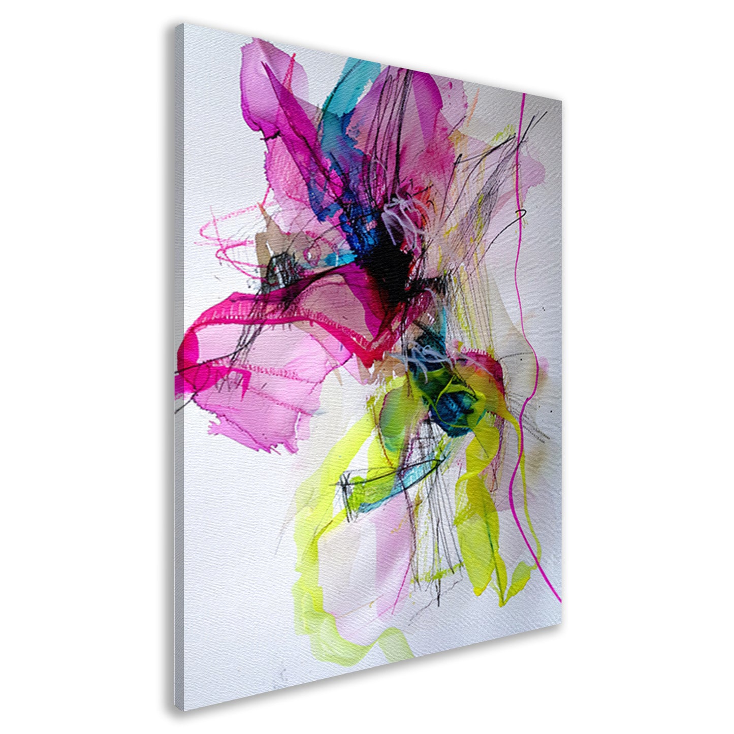 Abstracte kleurrijke dynamische kunst met lijnen canvas