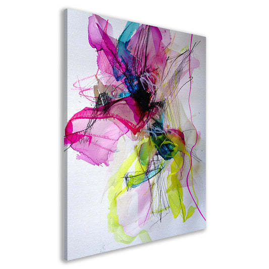 Abstracte kleurrijke dynamische kunst met lijnen canvas