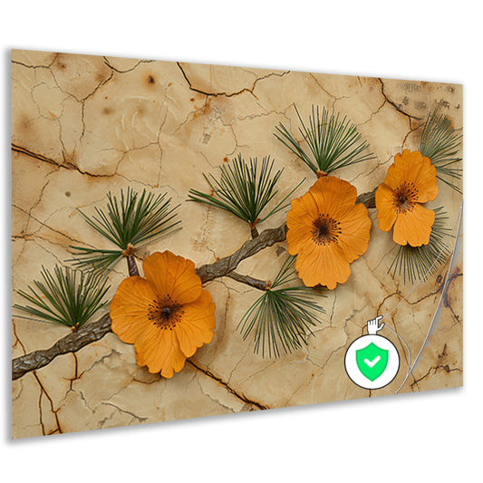 Minimalistische bloemen op een gebarsten achtergrond poster