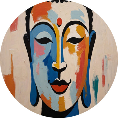 Serene Boeddha in Moderne Kleurenpracht aluminium muurcirkel