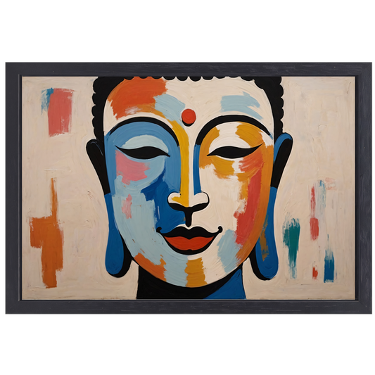 Serene Boeddha in Moderne Kleurenpracht canvas met baklijst