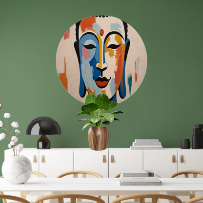 Serene Boeddha in Moderne Kleurenpracht aluminium muurcirkel