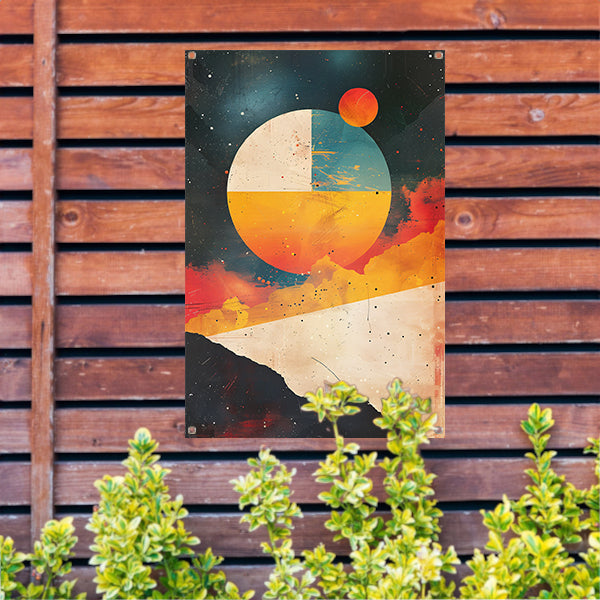 Abstracte Planeet Boven Bergen tuinposter