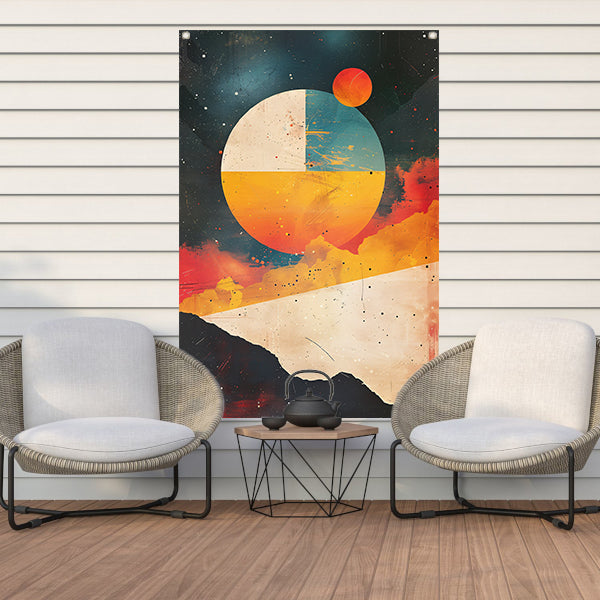 Abstracte Planeet Boven Bergen tuinposter