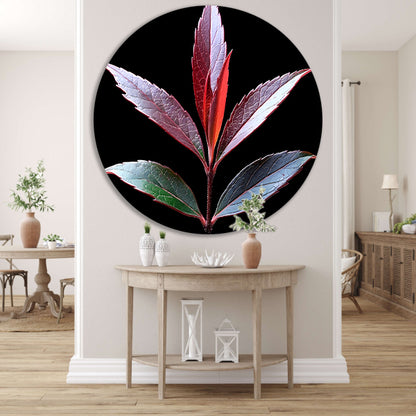 Minimalistisch Blad Zwart-Wit aluminium muurcirkel