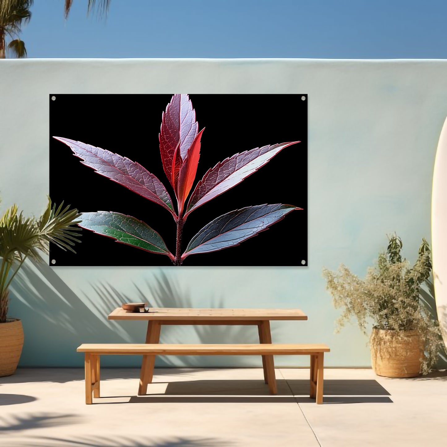 Minimalistisch Blad Zwart-Wit tuinposter