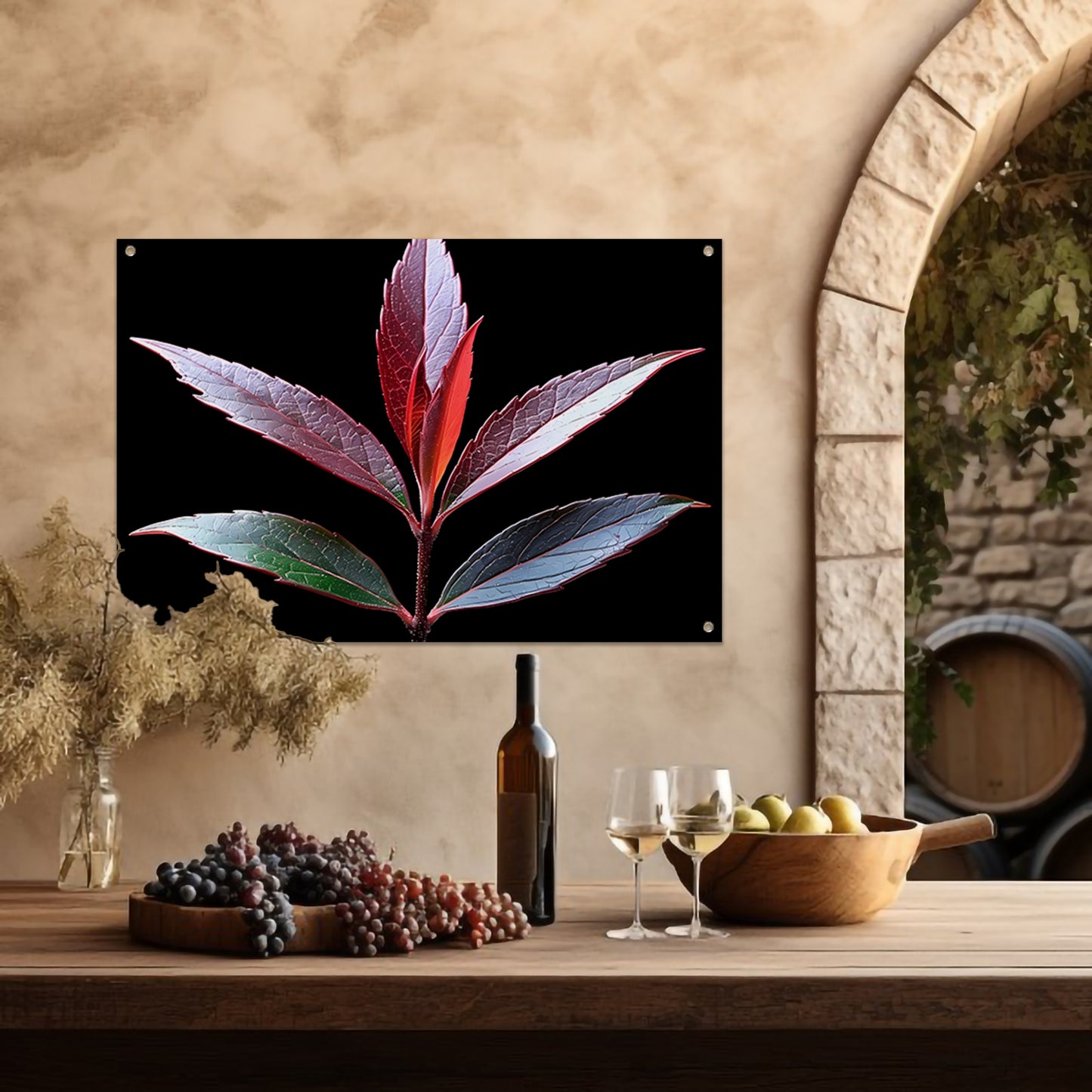 Minimalistisch Blad Zwart-Wit tuinposter