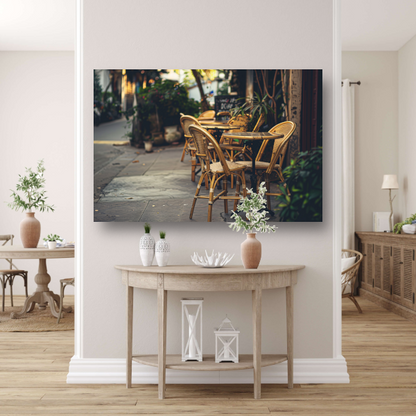 Minimalistische terrasstoelen canvas met baklijst