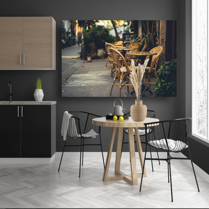 Minimalistische terrasstoelen canvas met baklijst