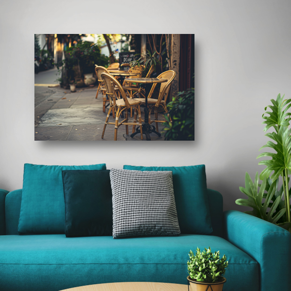Minimalistische terrasstoelen canvas met baklijst