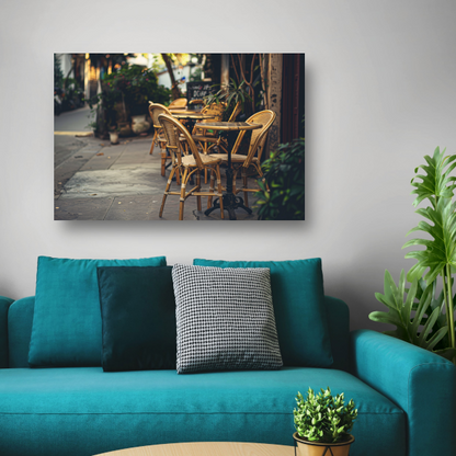 Minimalistische terrasstoelen canvas met baklijst