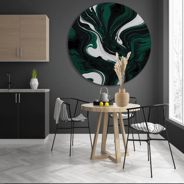 Abstracte Dans van Donkergroen en Wit forex muurcirkel