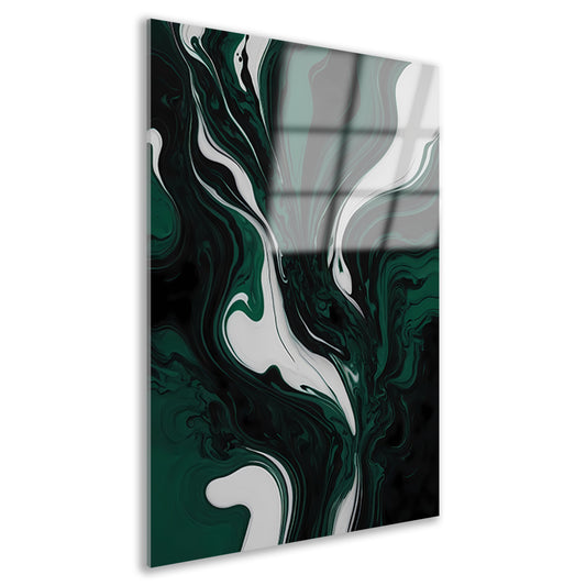 Abstracte Dans van Donkergroen en Wit acrylglas