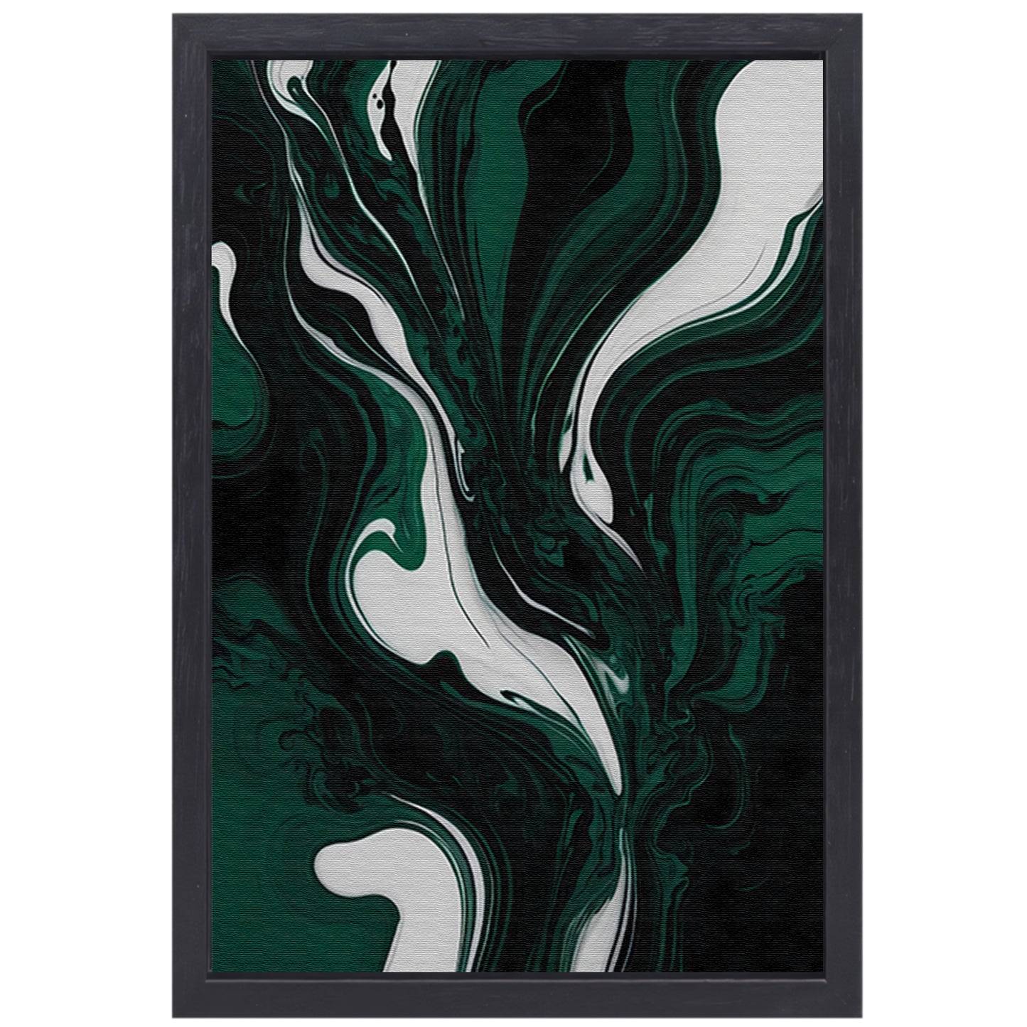 Abstracte Dans van Donkergroen en Wit canvas met baklijst