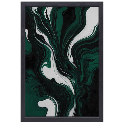 Abstracte Dans van Donkergroen en Wit canvas met baklijst