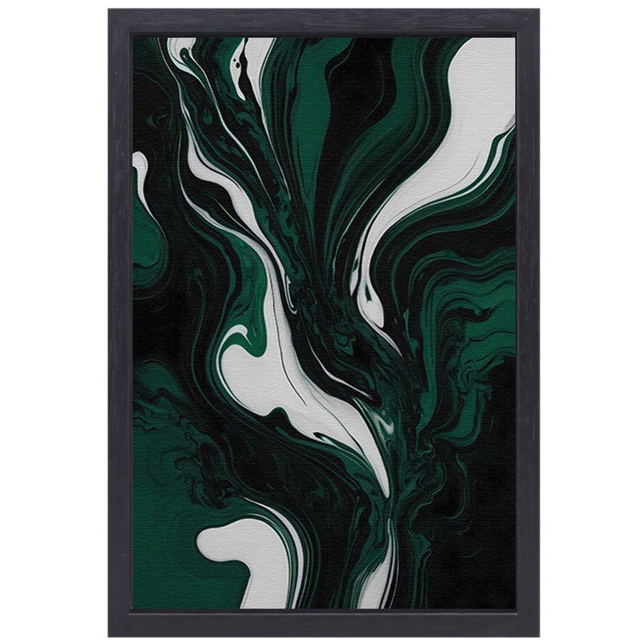 Abstracte Dans van Donkergroen en Wit canvas met baklijst