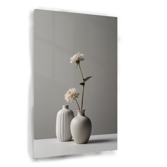 Minimalistische Vazen en Witte Bloemen Stilleven Acrylglas