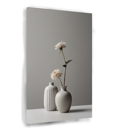 Minimalistische Vazen en Witte Bloemen Stilleven canvas