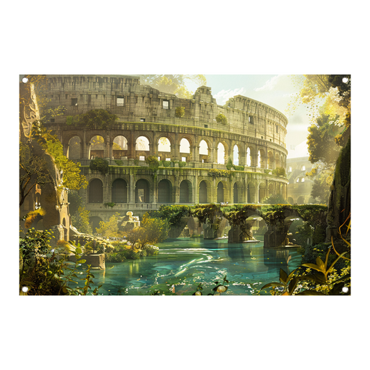 Colosseum weerspiegeld in water tuinposter