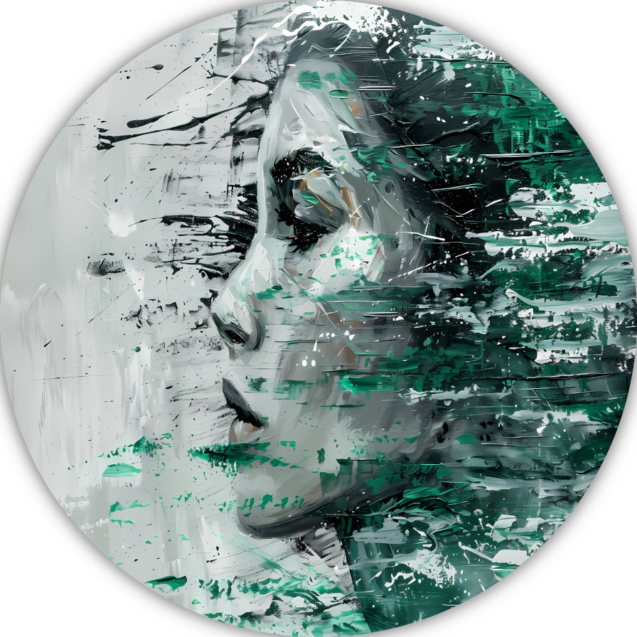 Abstracte Emotie in Groen en Zwart forex muurcirkel