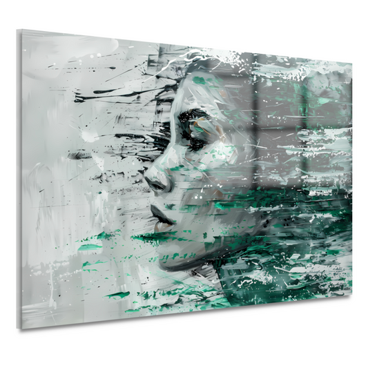 Abstracte Emotie in Groen en Zwart acrylglas
