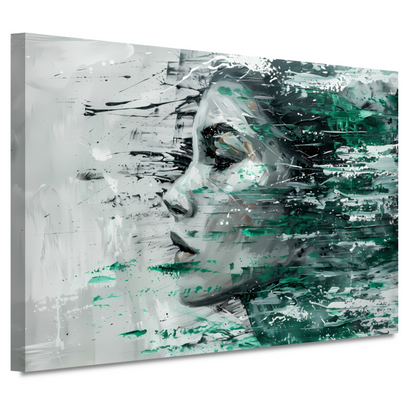 Abstracte Emotie in Groen en Zwart canvas