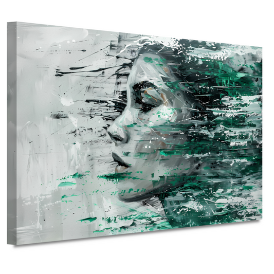Abstracte Emotie in Groen en Zwart canvas