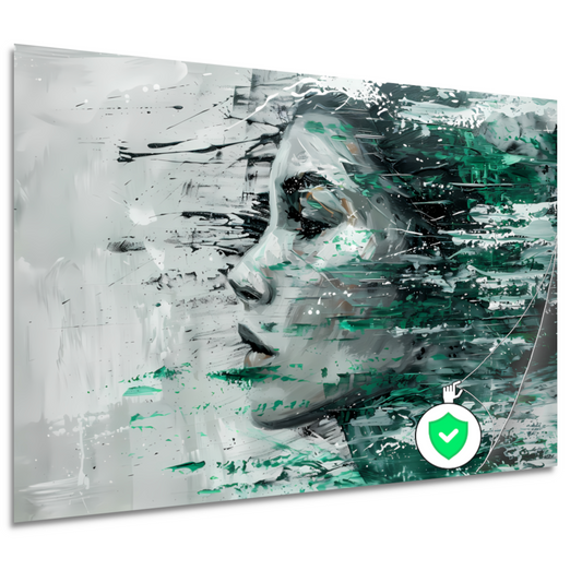 Abstracte Emotie in Groen en Zwart poster