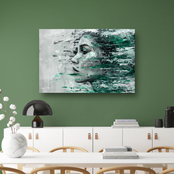 Abstracte Emotie in Groen en Zwart poster