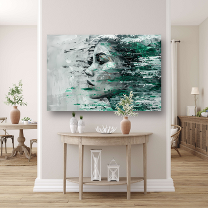 Abstracte Emotie in Groen en Zwart poster