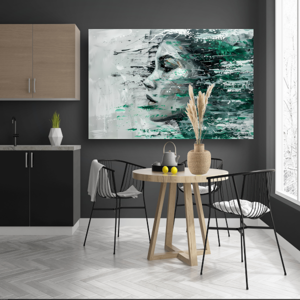 Abstracte Emotie in Groen en Zwart poster