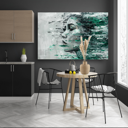 Abstracte Emotie in Groen en Zwart poster