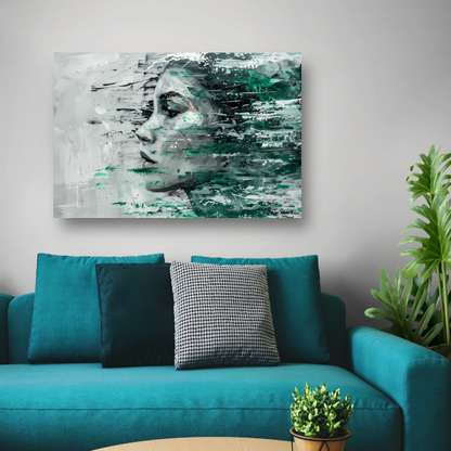Abstracte Emotie in Groen en Zwart poster