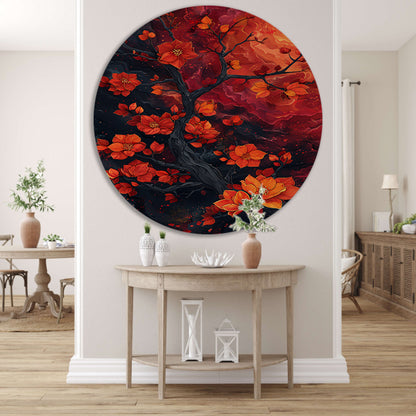 Kosmische Bloesemboom Kunstwerk aluminium muurcirkel