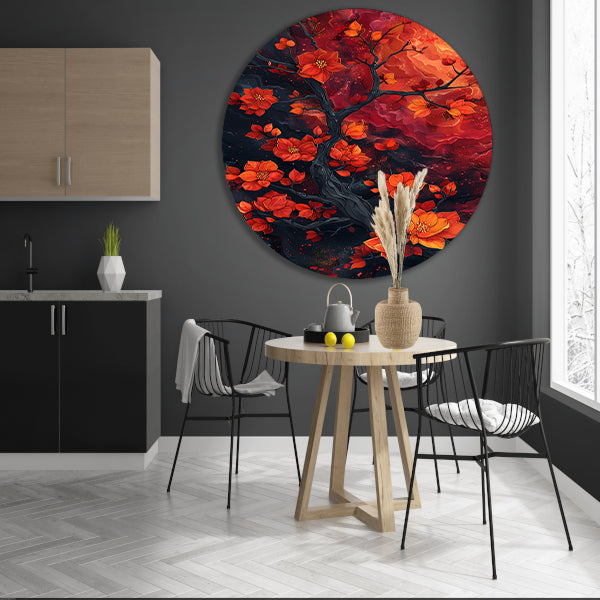 Kosmische Bloesemboom Kunstwerk aluminium muurcirkel