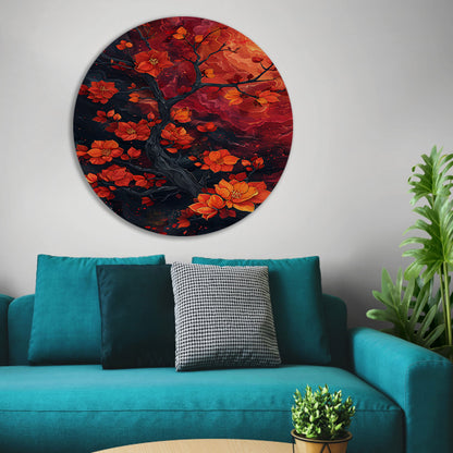 Kosmische Bloesemboom Kunstwerk aluminium muurcirkel
