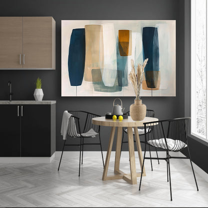 Moderne abstracte kunst in aardetinten en blauw canvas