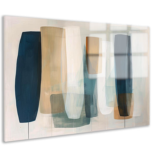 Moderne abstracte kunst in aardetinten en blauw acrylglas